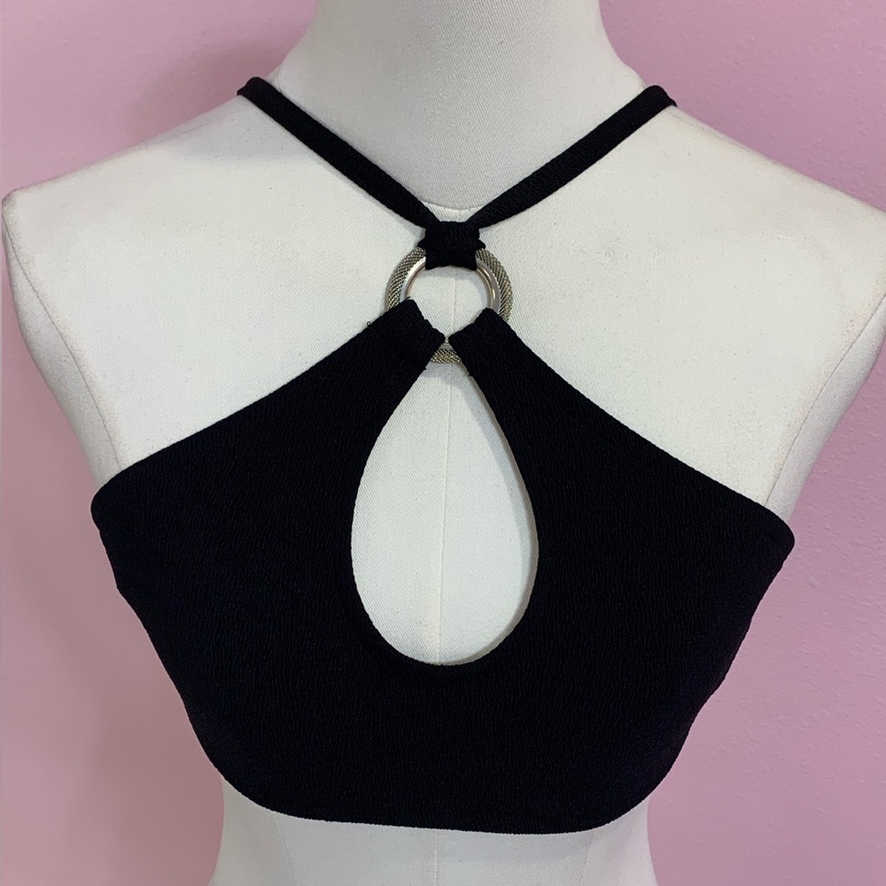 VTG 90s Anne Klein Black Bikini Top Size 6